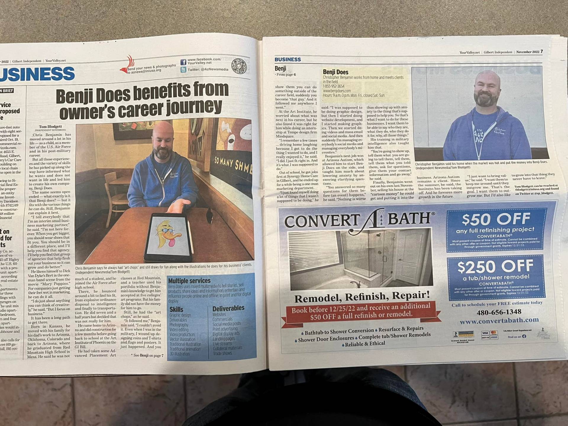 Benji Does newspaper feature